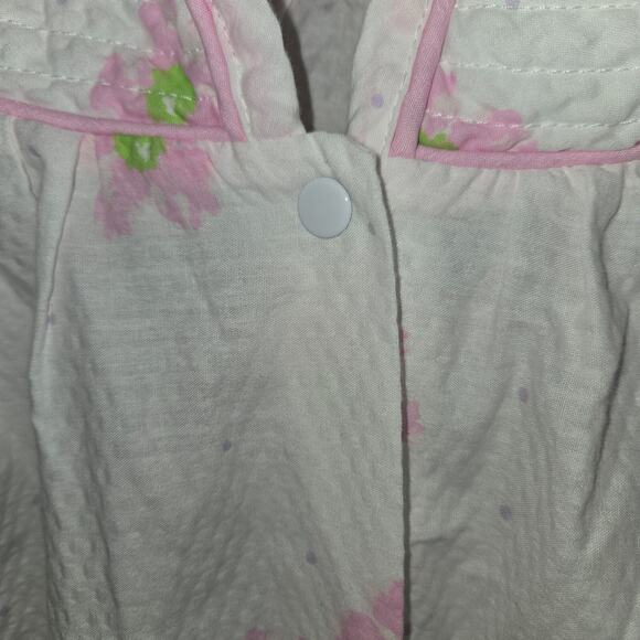 Simply Basic Nightgown Night Coat XL Button Up White Pink Floral 38" L - Picture 7 of 10